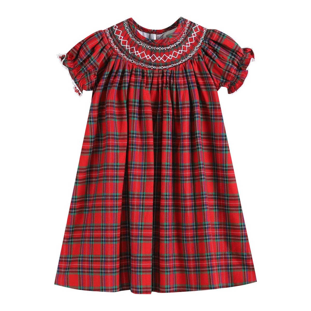 Red Christmas Plaid Smocked Bishop Dress 2T Red Christmas Plaid Smocked Bishop Dress 2T