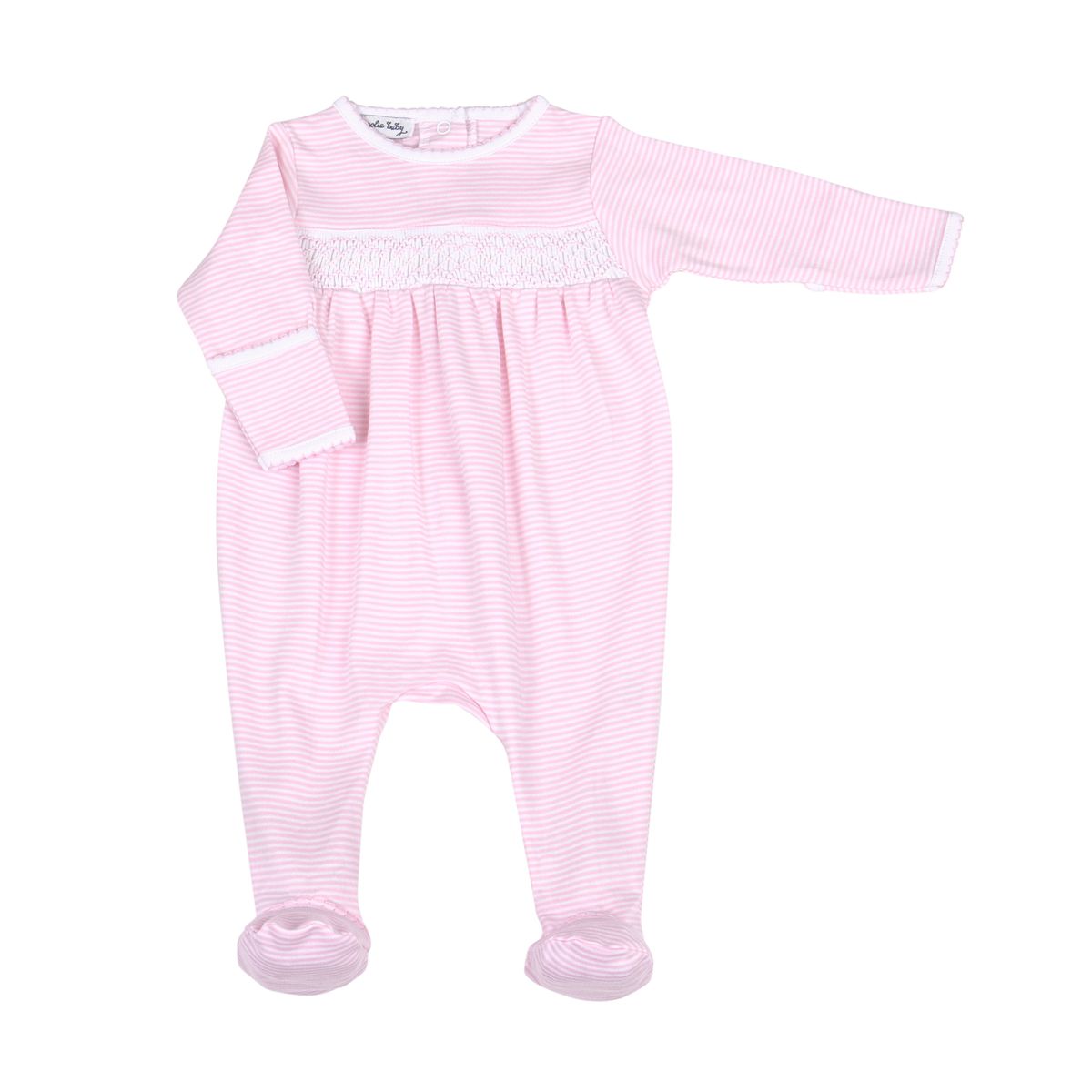 Mini Stripes Pink Smocked Footie