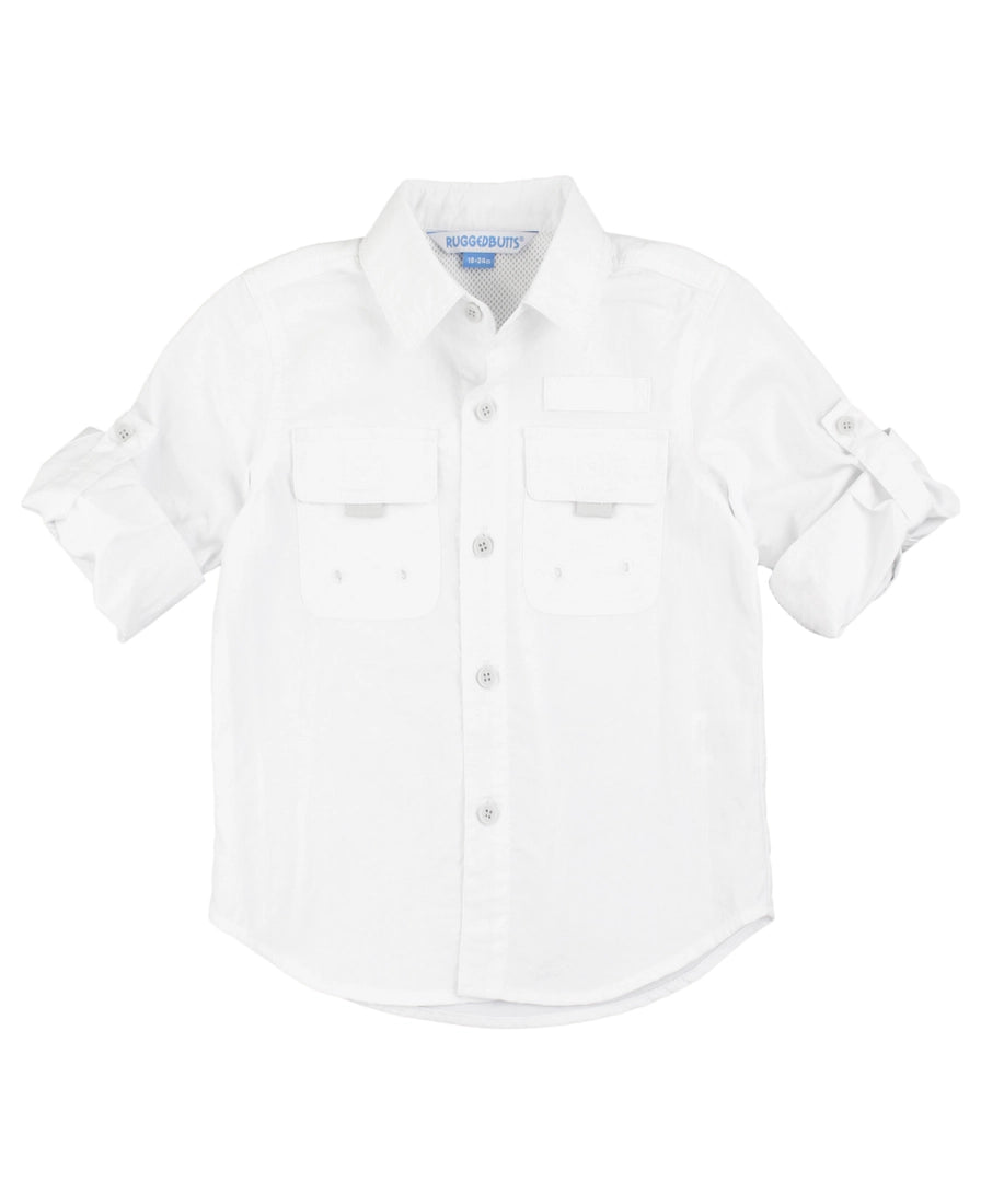 White Sun Protection Button Down Shirt