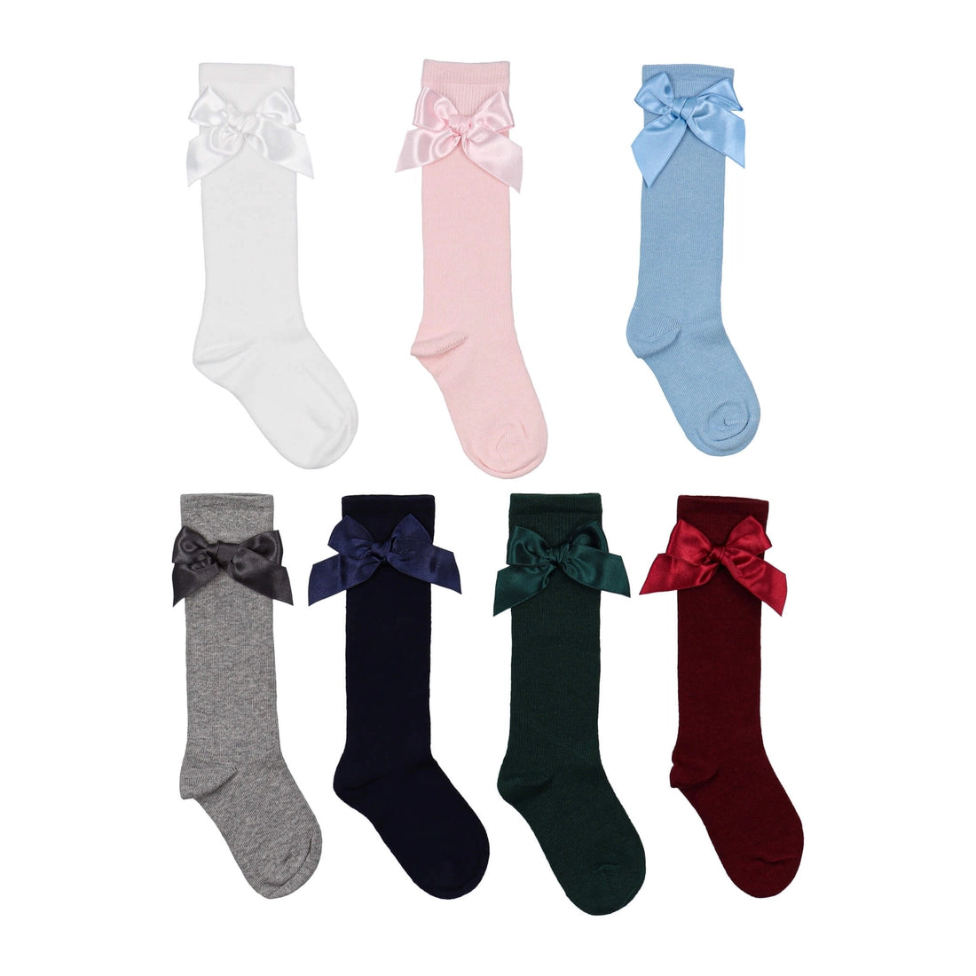 High Sock with Bow - White