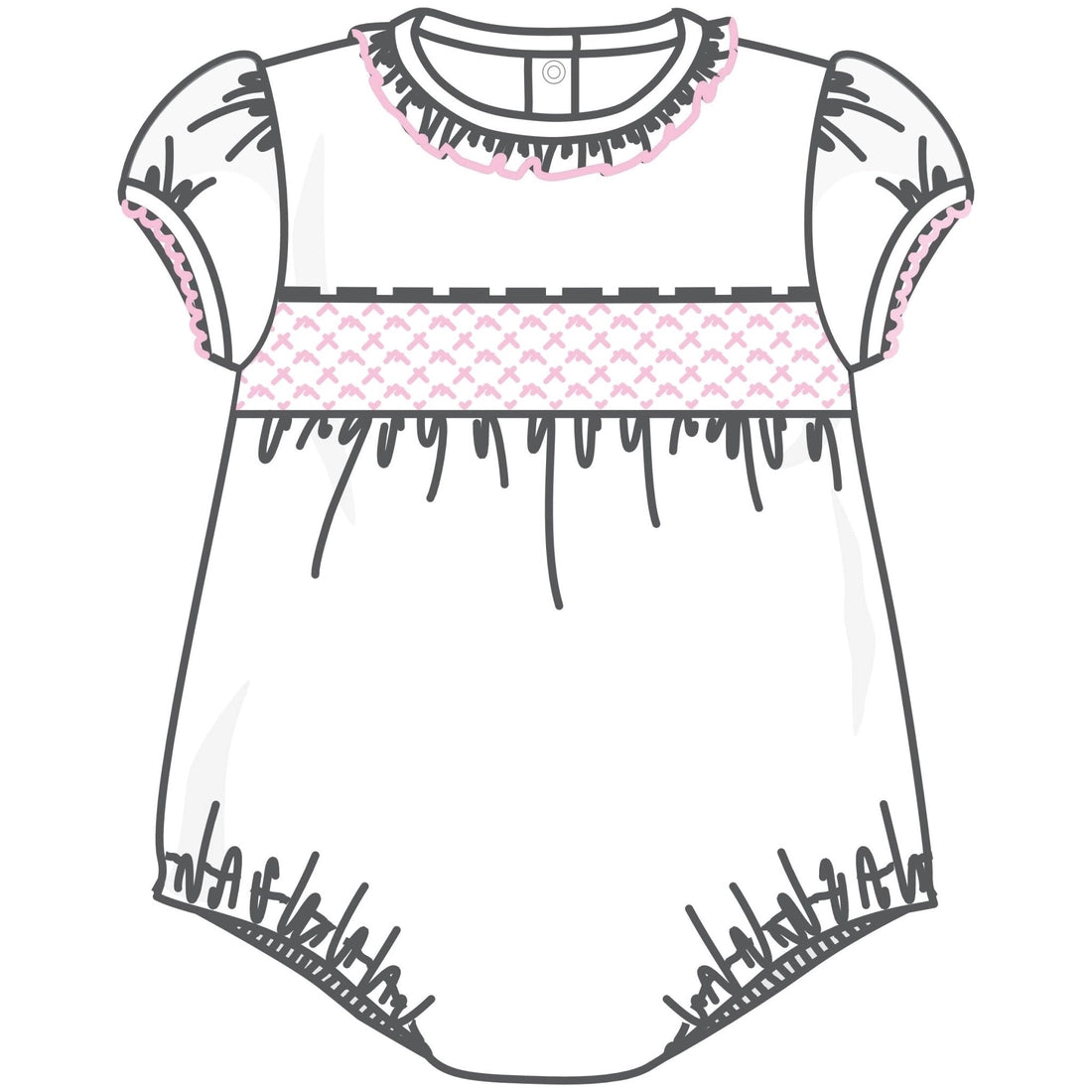 White Pima Bubble with Pink Smocking