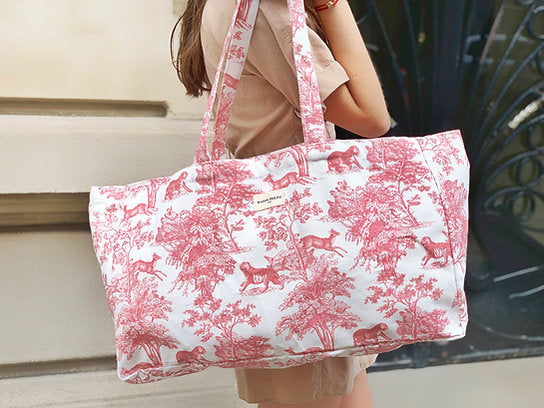 Toile Mom Bag in Red