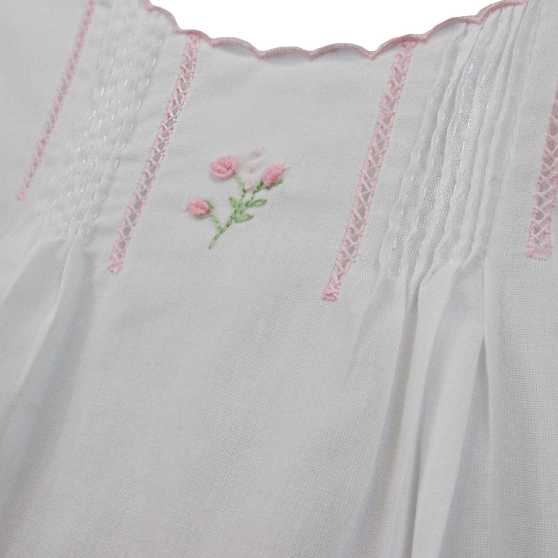 Flower Embroidered Diaper Set in White