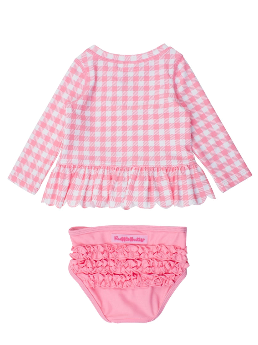 Bubblegum Gingham Scalloped 2-Piece Swimsuit
