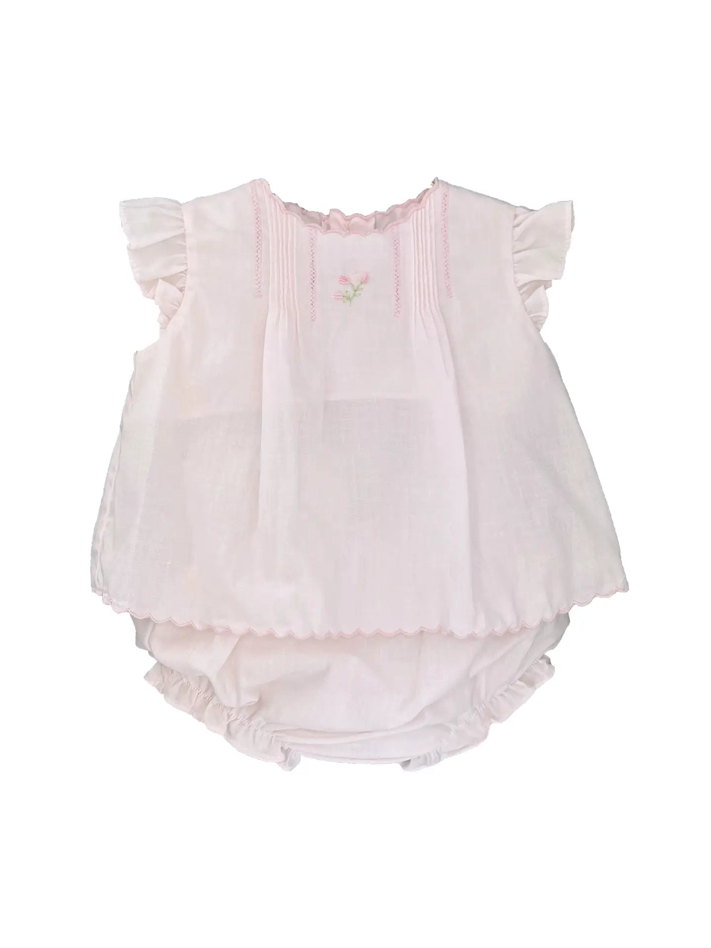 Flower Embroidered Heirloom Diaper Set