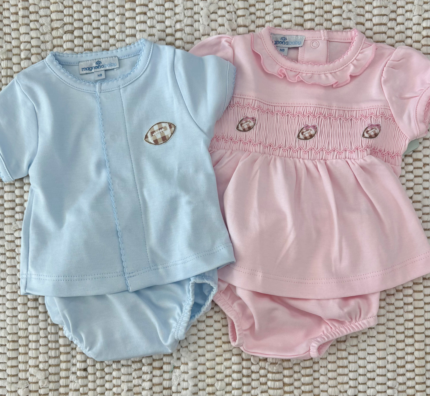 Tiny Tailgater Blue Pima Diaper Set