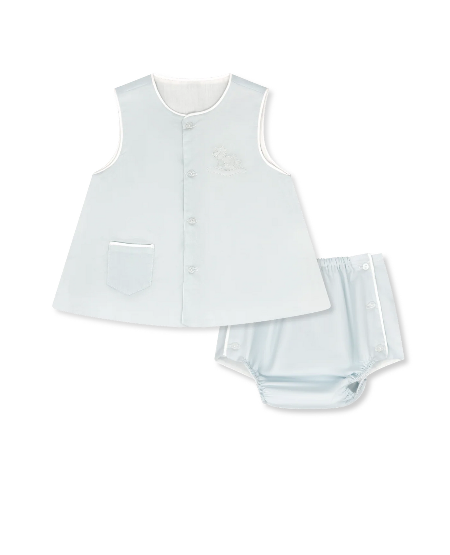 Mason Diaper Set, Blessing Blue with Rocking Horse