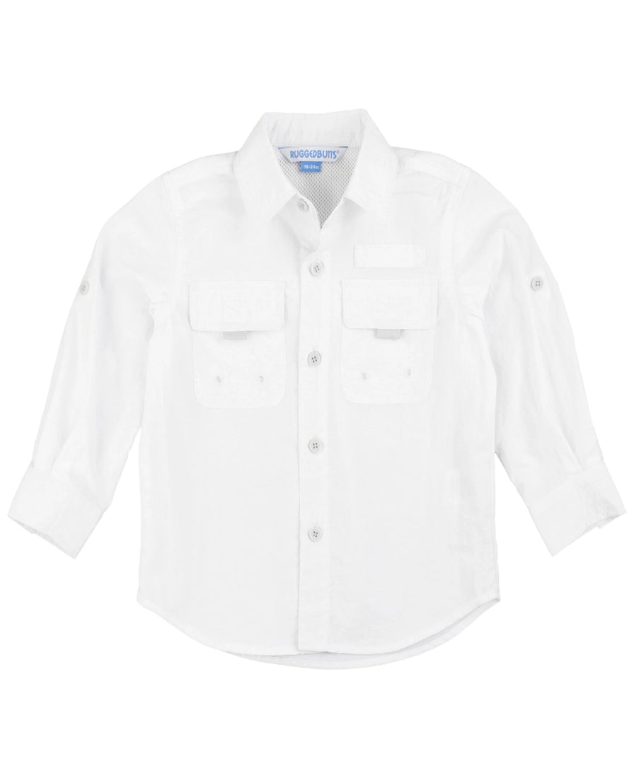 White Sun Protection Button Down Shirt