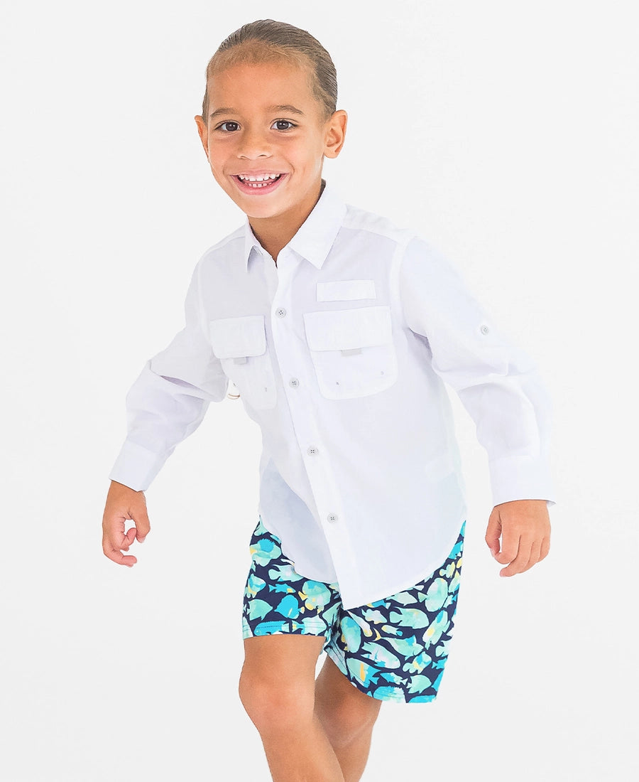 White Sun Protection Button Down Shirt