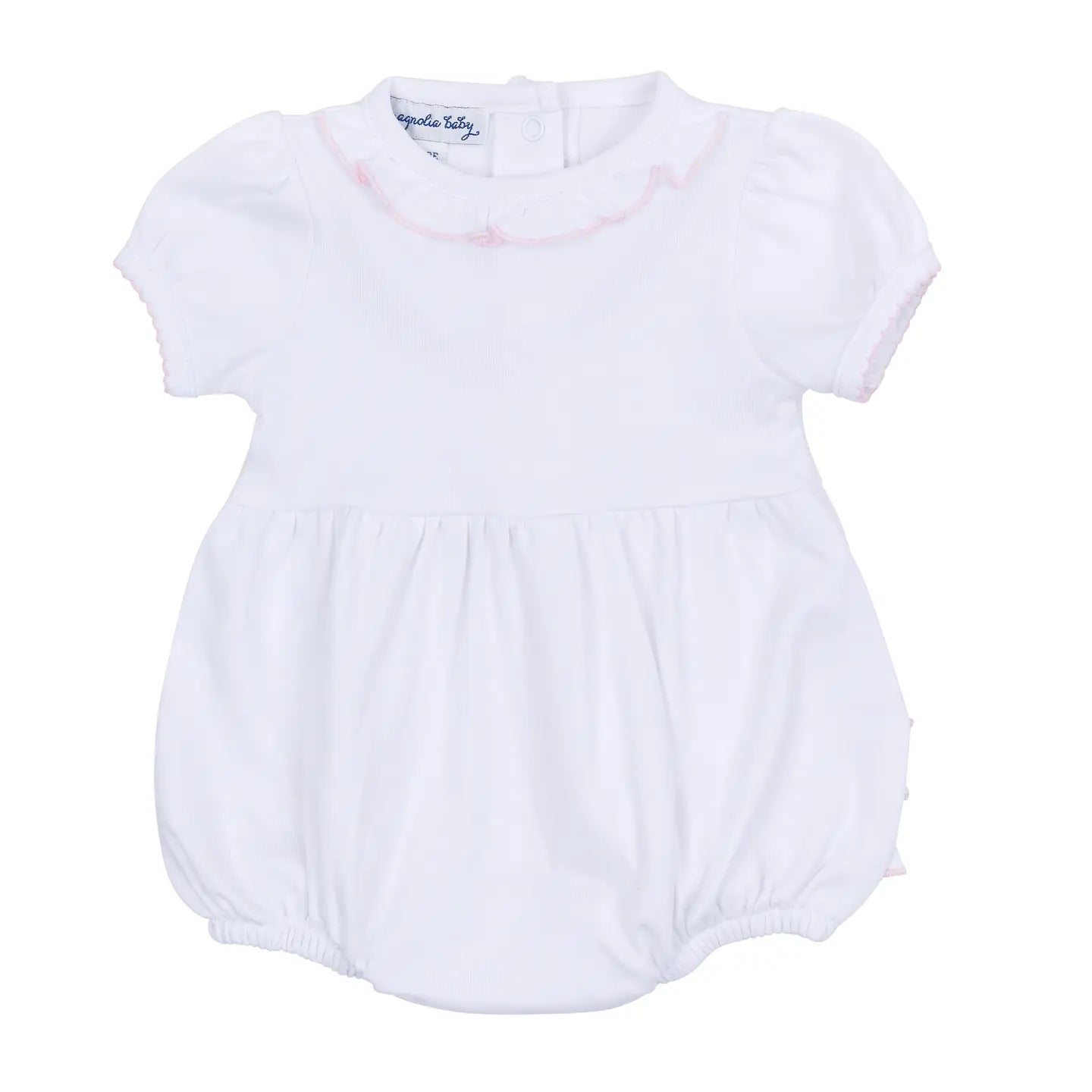 Pink Trim Pima Ruffle Bubble