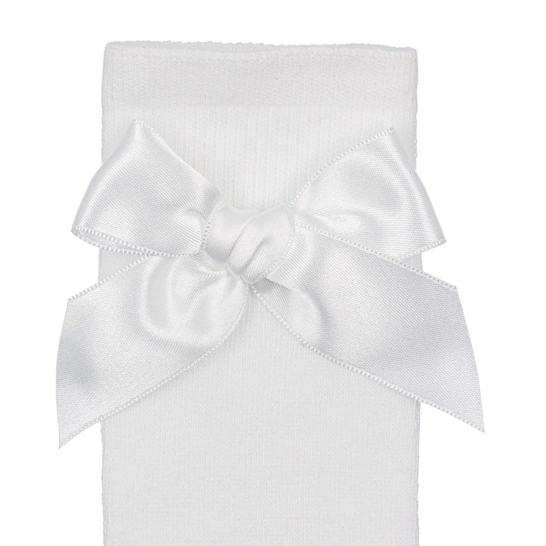 High Sock with Bow - White