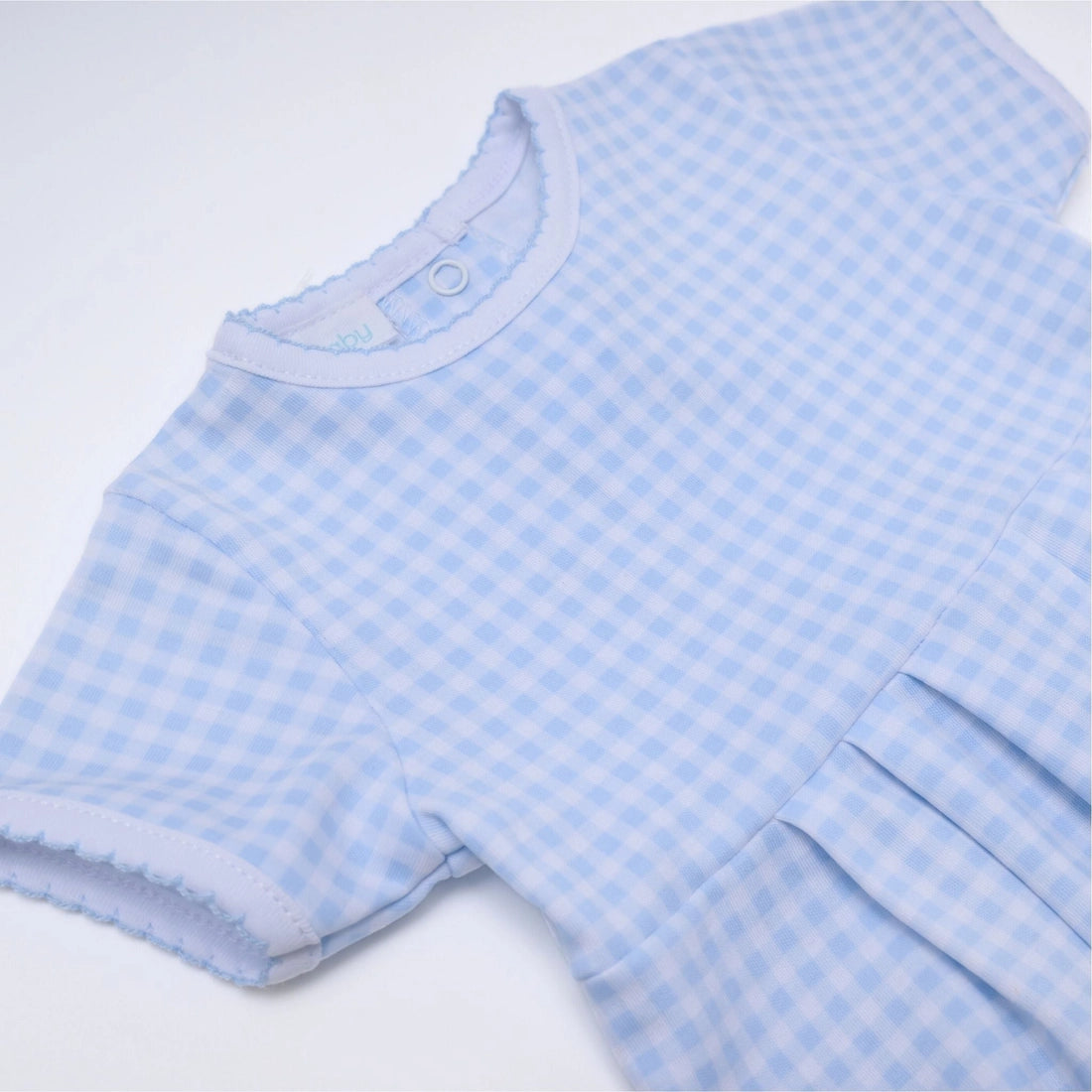 Blue Pima Mini Checks Short Sleeve Bubble