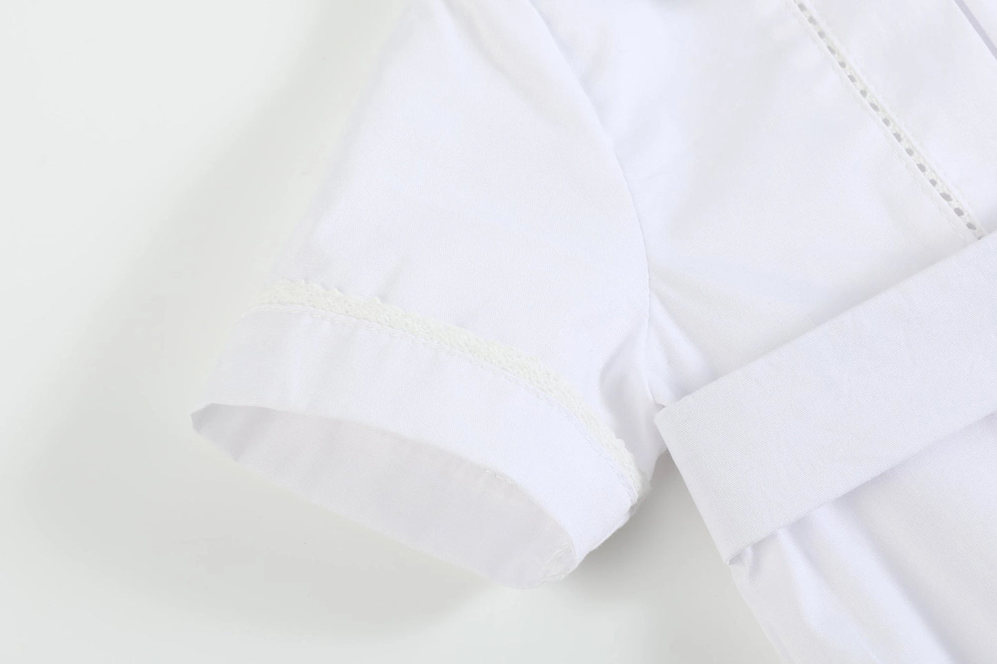 White Collared Romper with Cap