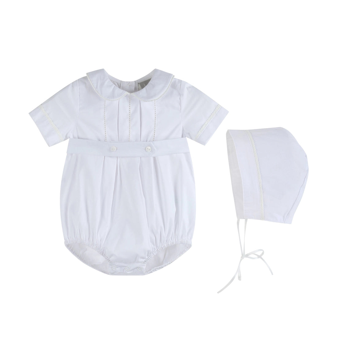 White Collared Romper with Cap