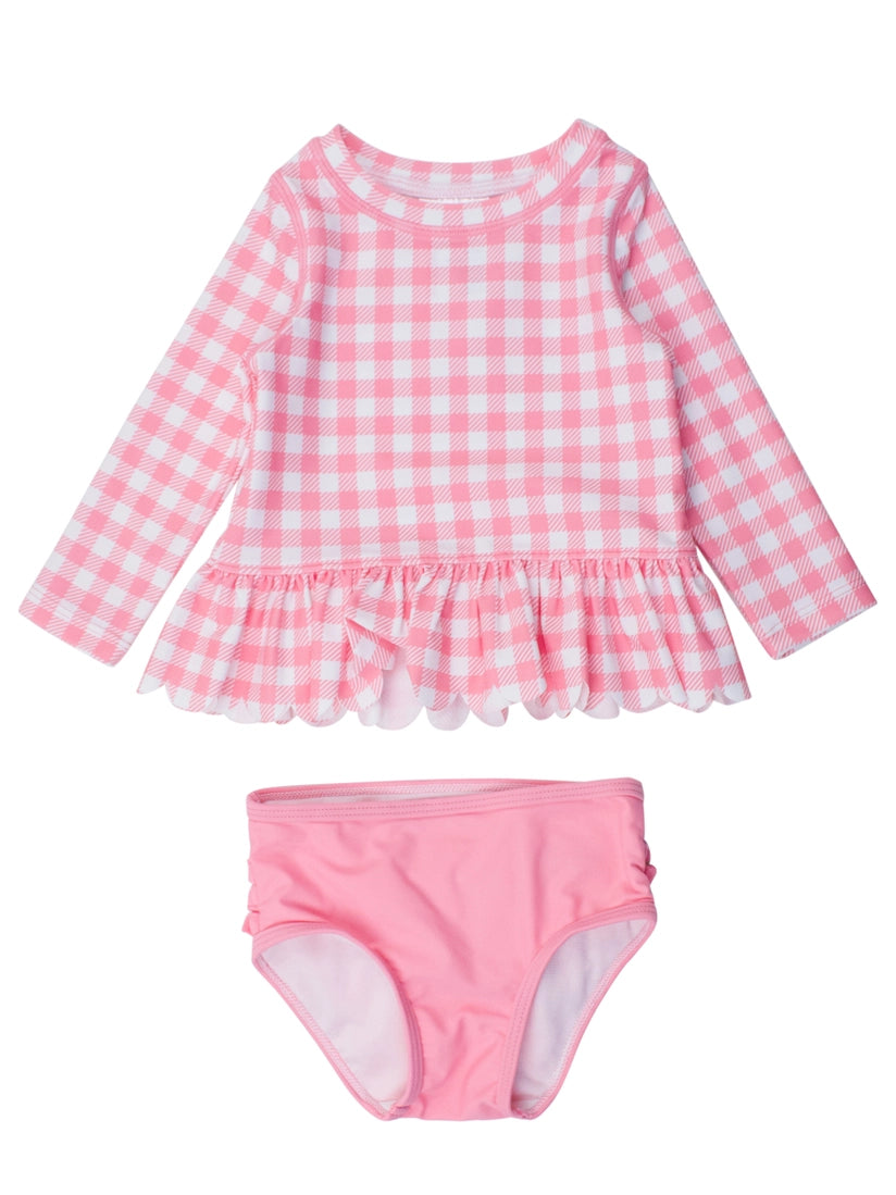 Bubblegum Gingham Scalloped 2-Piece Swimsuit