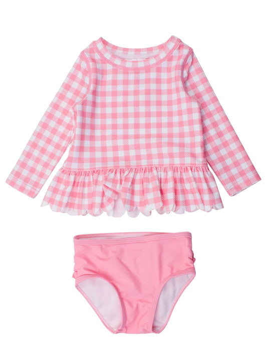 Bubblegum Gingham Scalloped 2-Piece Swimsuit