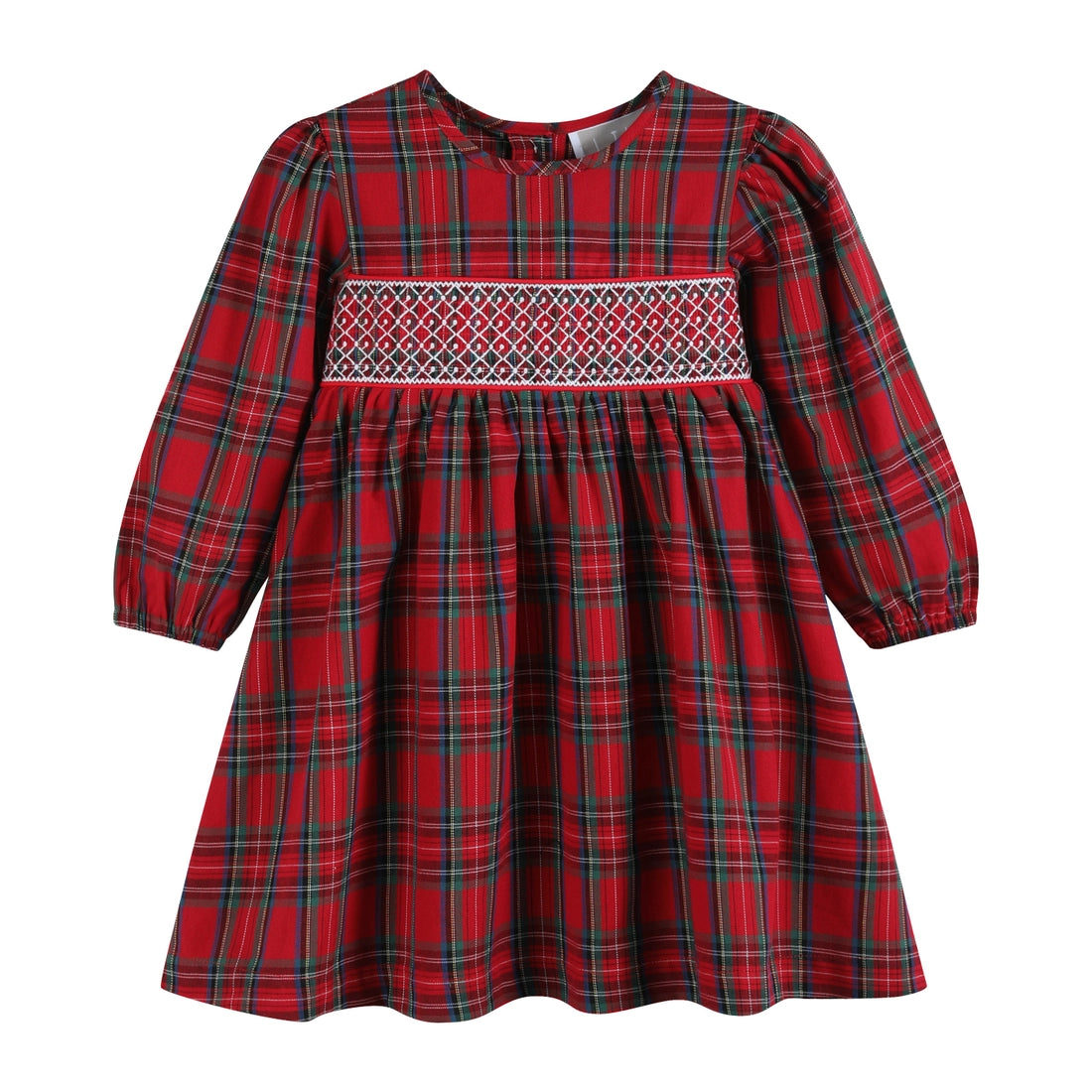 Classic Red & Green Gingham Christmas Smock Dress