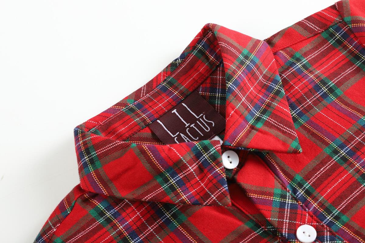 Classic Red & Green Gingham Boys Button Up