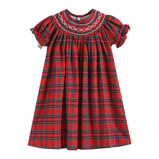Classic Red & Green Gingham Smocked Dress