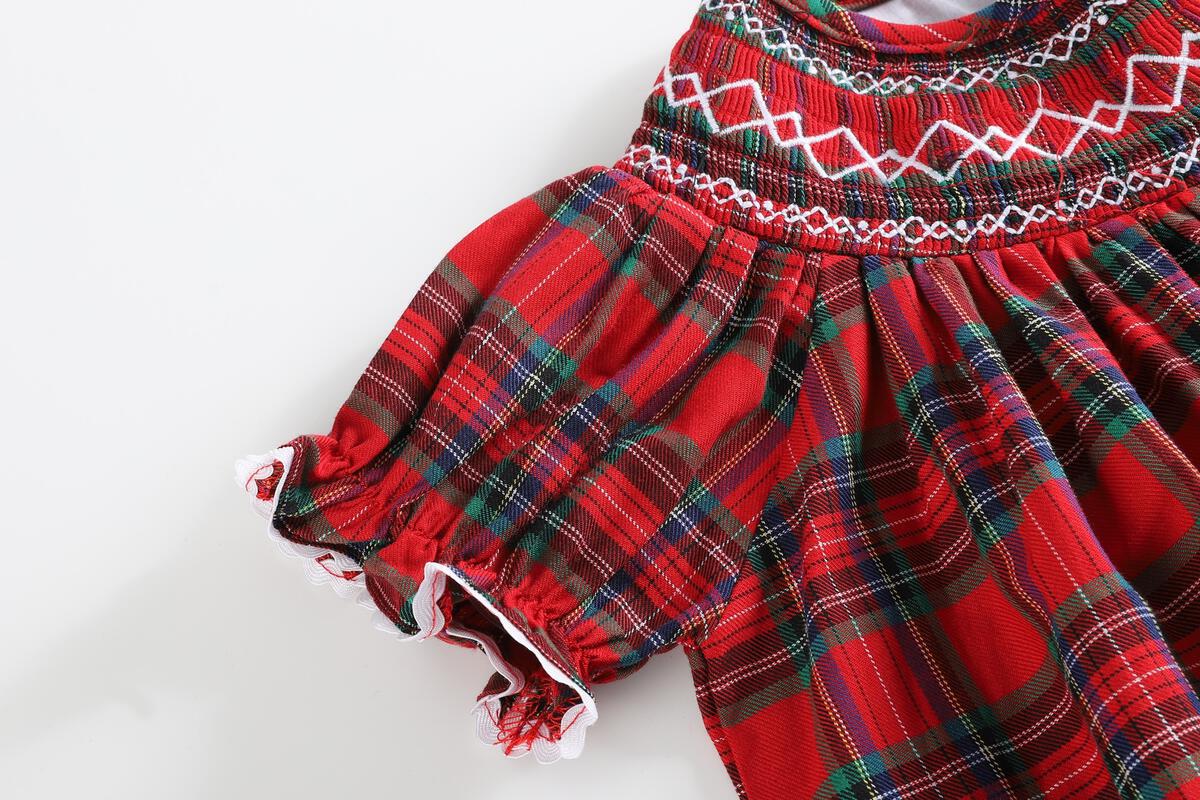 Classic Red & Green Gingham Smocked Dress