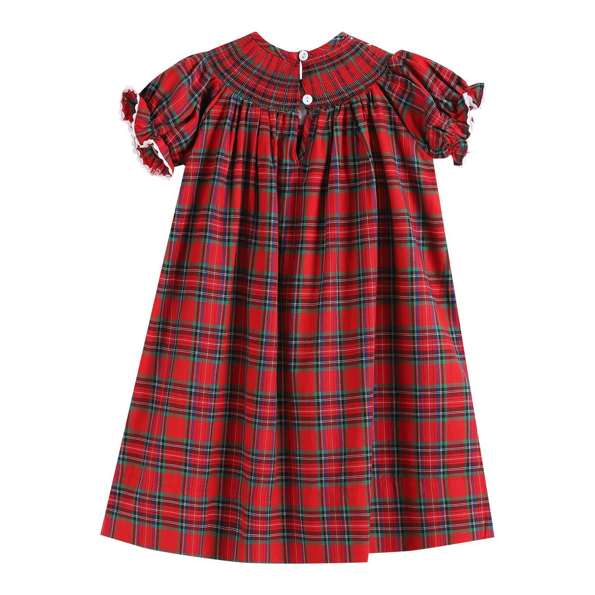 Classic Red & Green Gingham Smocked Dress