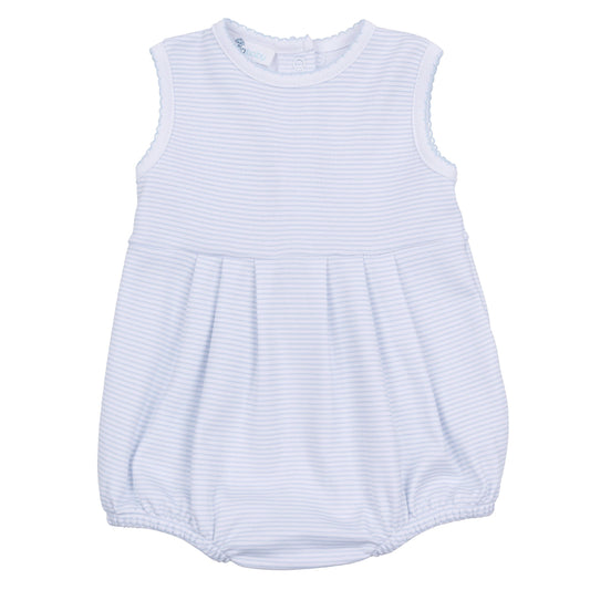 Light Blue Mini Stripes Sleeveless Pima Bubble