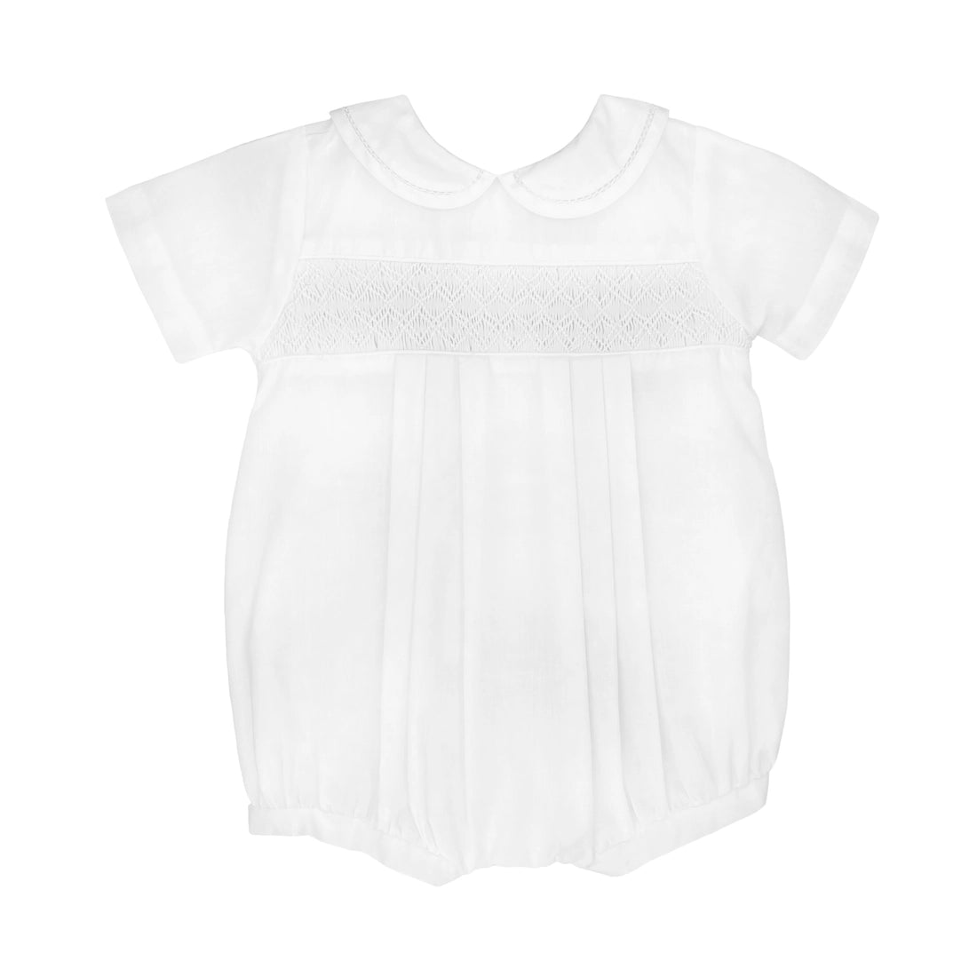 Petit Ami Classic White Smocked Collared Romper