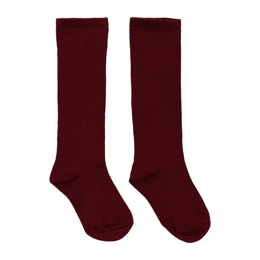 Flat Knee Sock in Bordeaux Red
