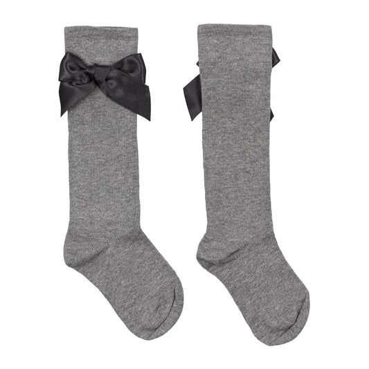 High Sock with Bow - Ash Gray