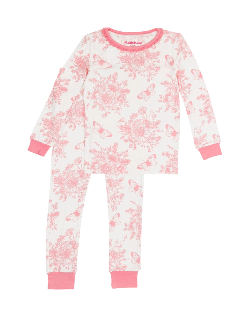 Butterfly Toile Bamboo Two Piece Pajama Set