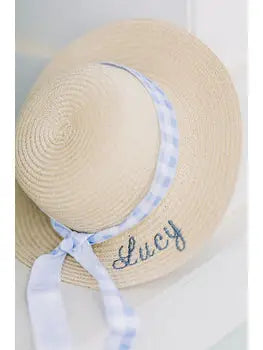 Blue Gingham Sun Hat