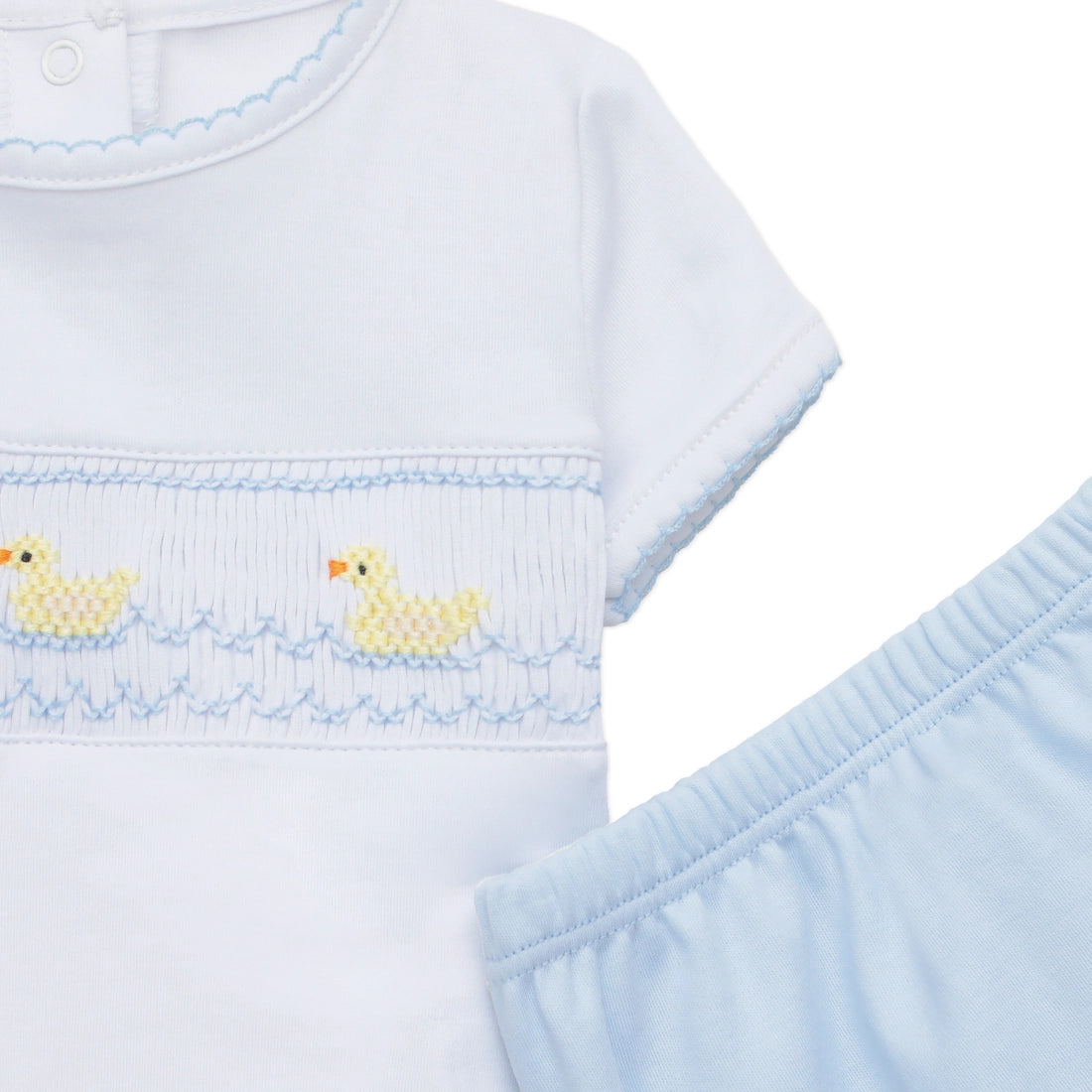 Little Duckling Classic Smocked Blue Diaper Set