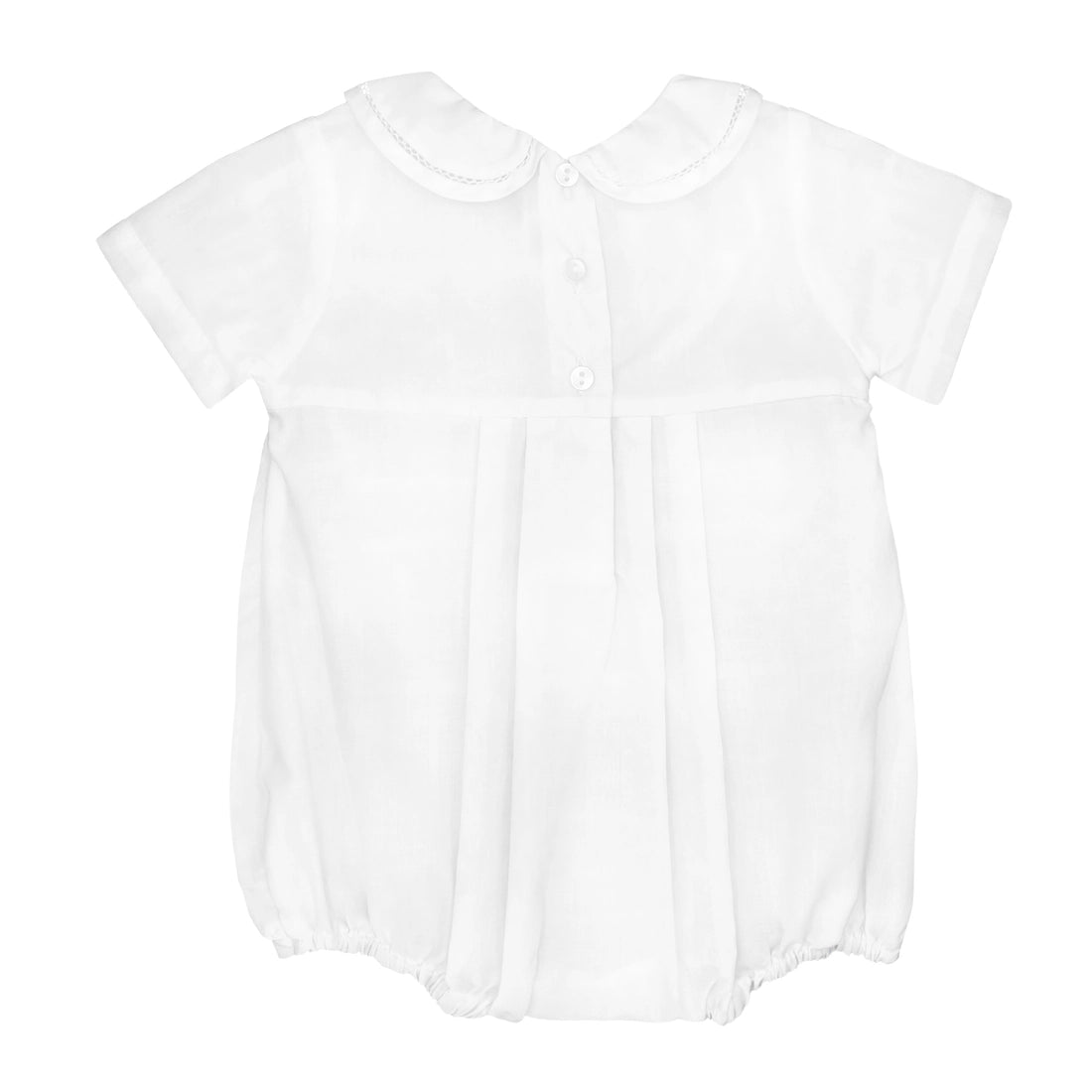 Petit Ami Classic White Smocked Collared Romper