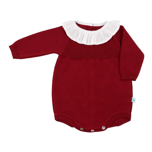 English Collared Romper in Bordeaux