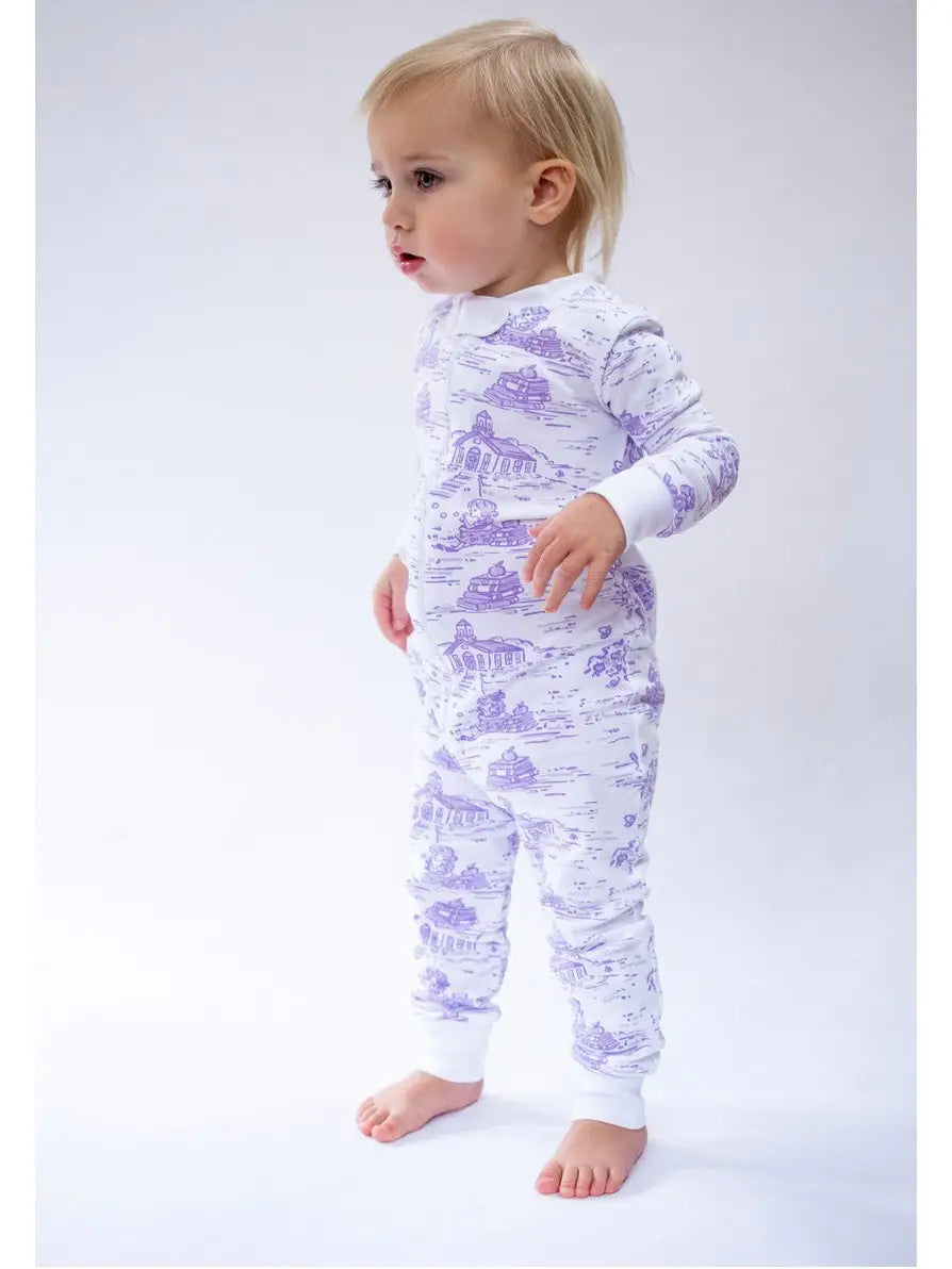 School House Toile Zipper Pajamas