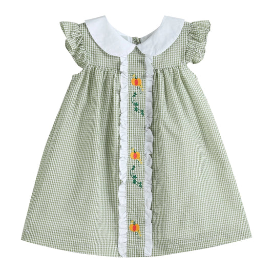 Green Gingham Fall Pumpkin Dress