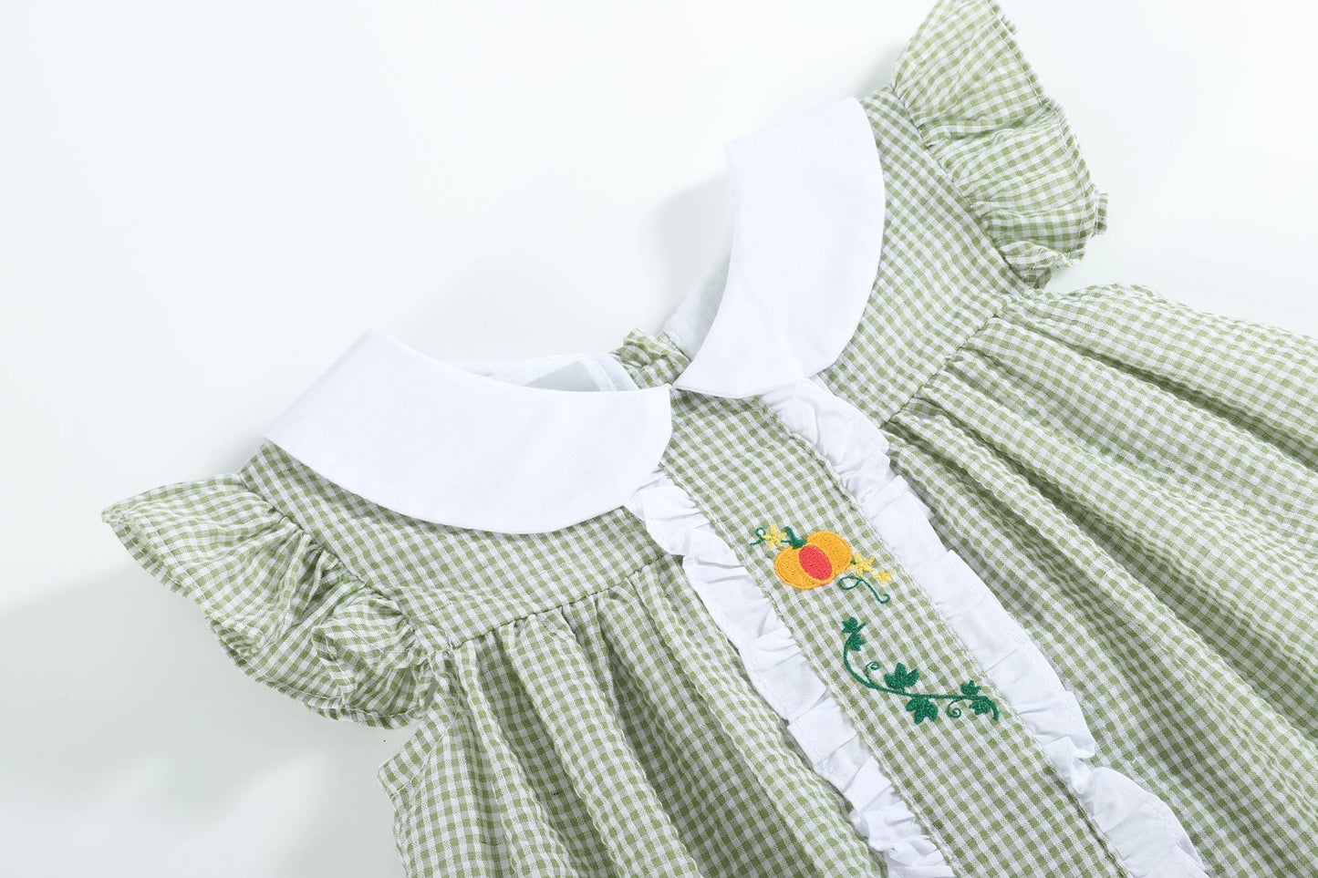 Green Gingham Fall Pumpkin Dress