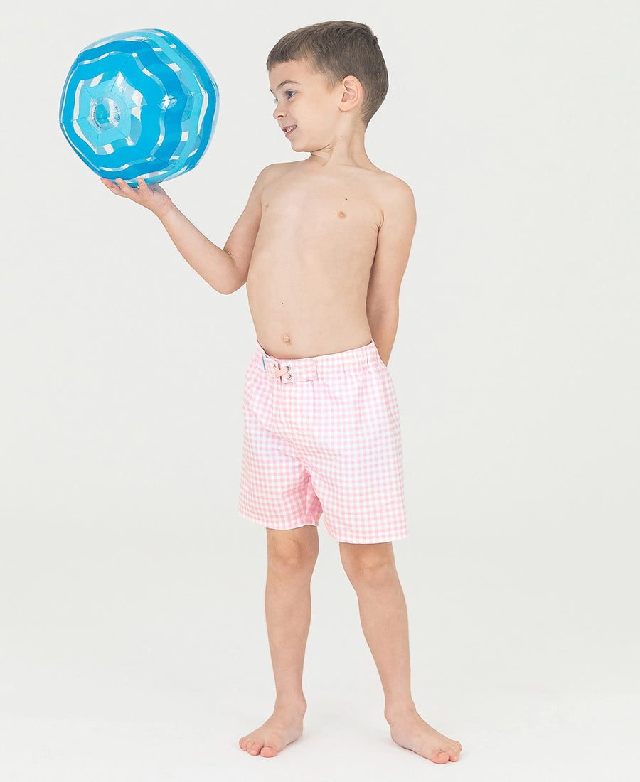 Pink Gingham Boys Trunks