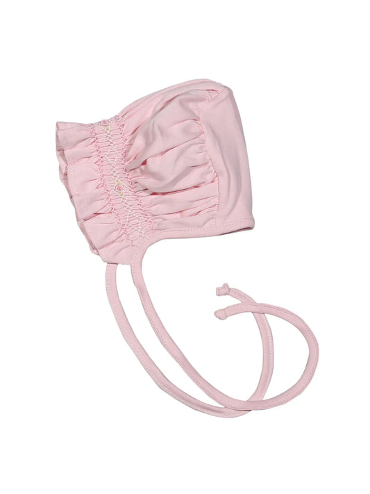 Pink Smocked Pima Bonnet