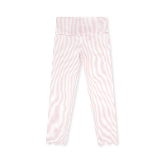 Sadie Scallop Hem Legging in Cotton Candy Ministripe