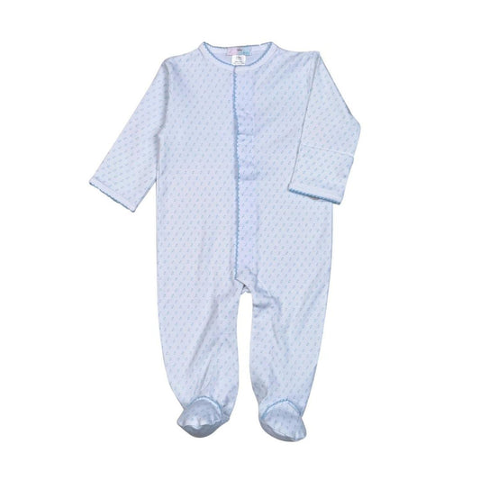 Blue Dotted Pima Zipper Footie