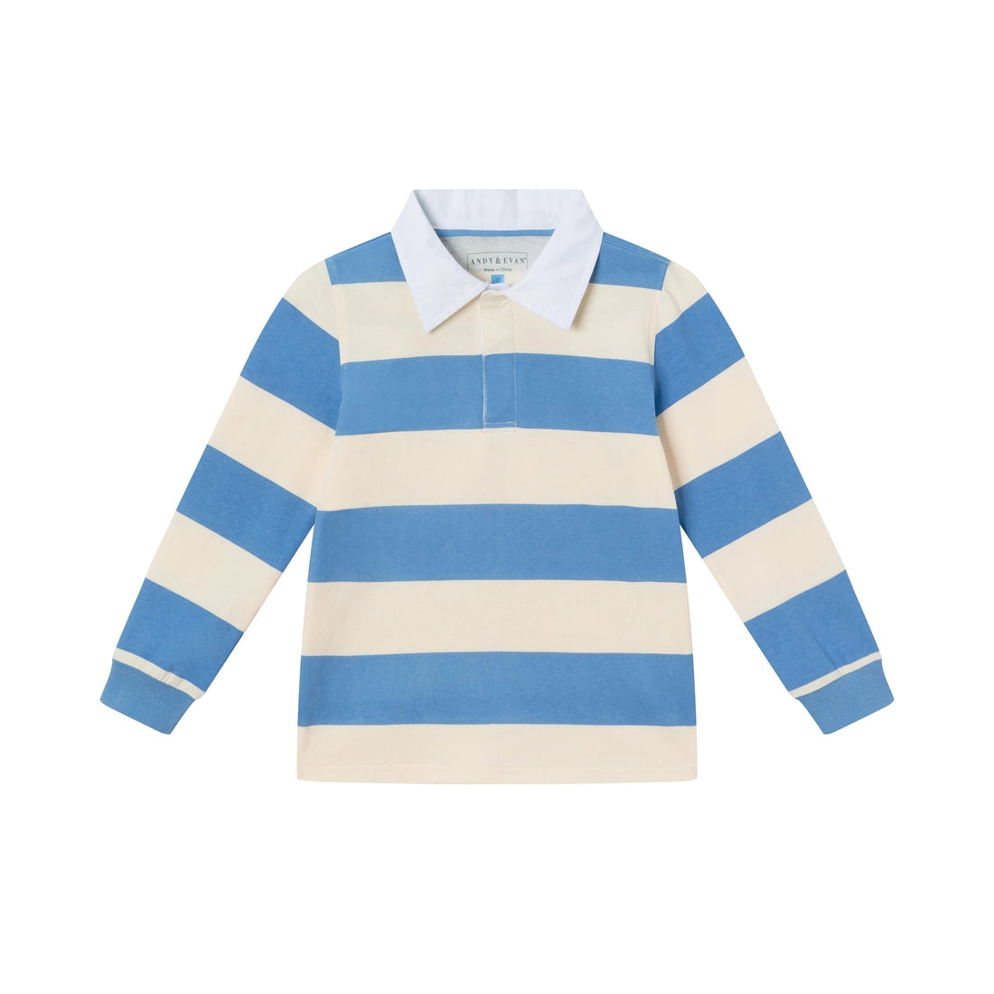 Striped Rugby Polo - Blue/Cream