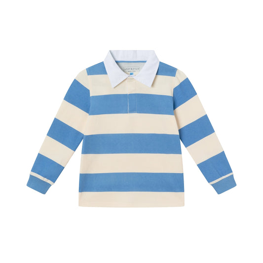 Striped Rugby Polo - Blue/Cream