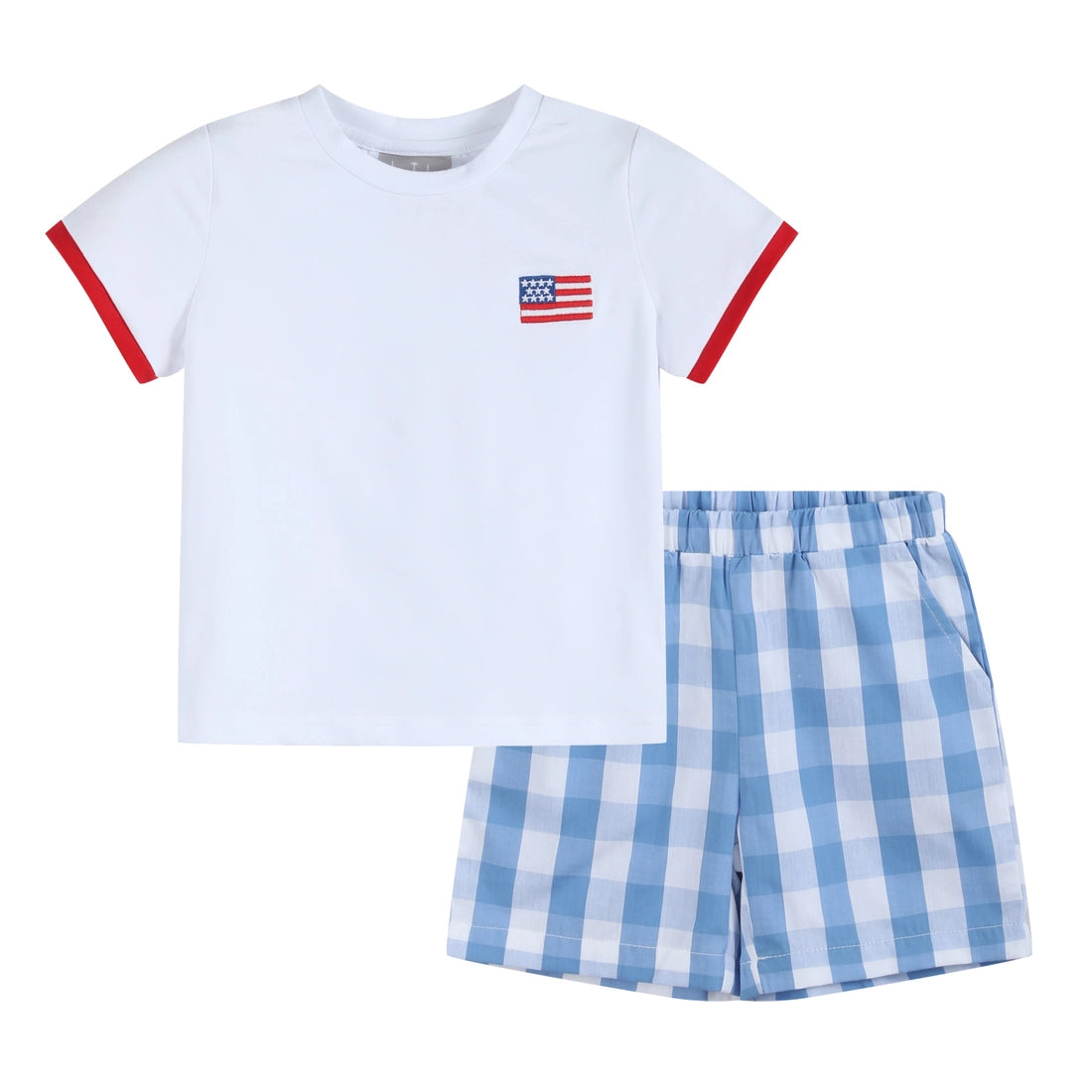 Red, White, and Blue Shirt and Shorts Set