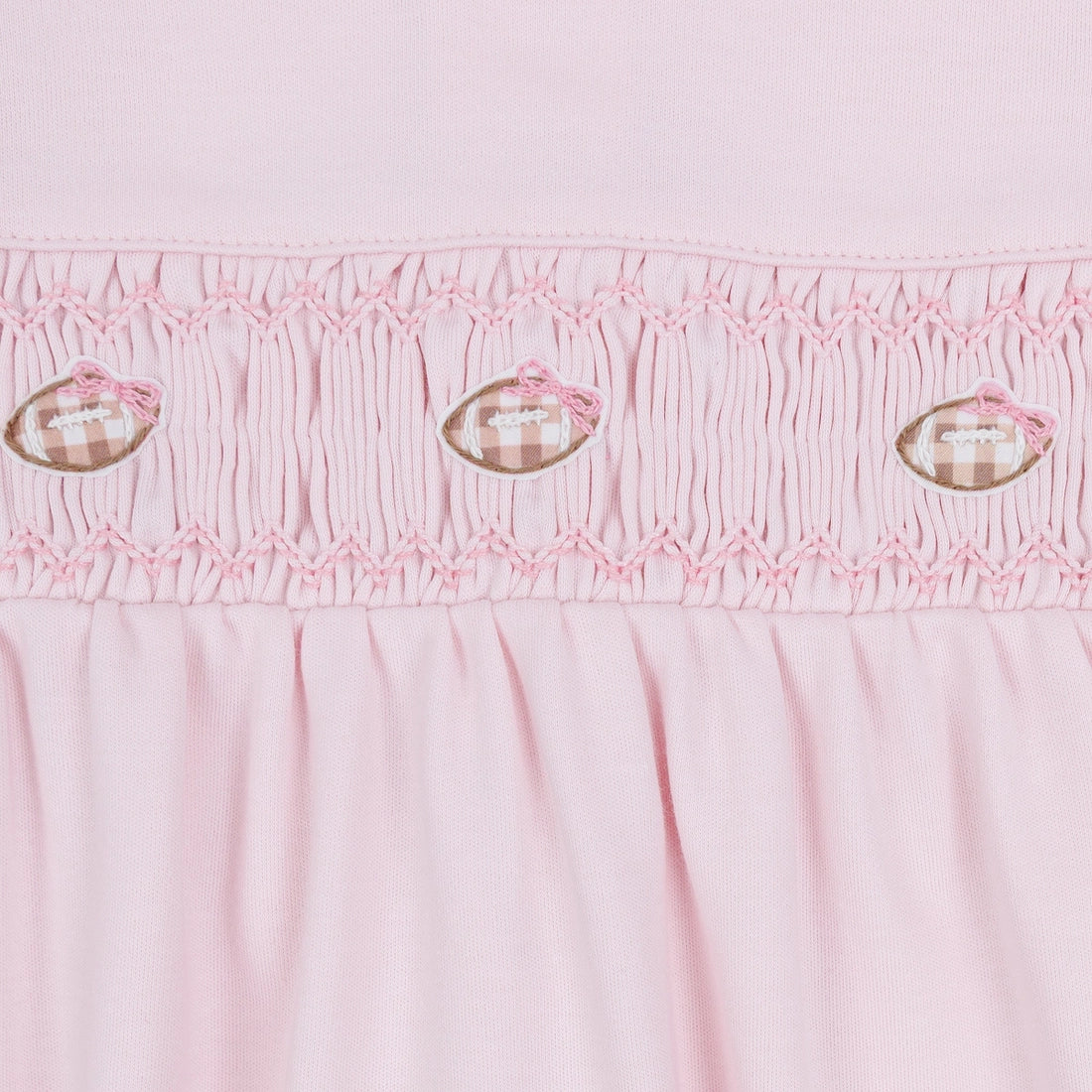 Tiny Tailgater Pink Smocked Diaper Set Football
