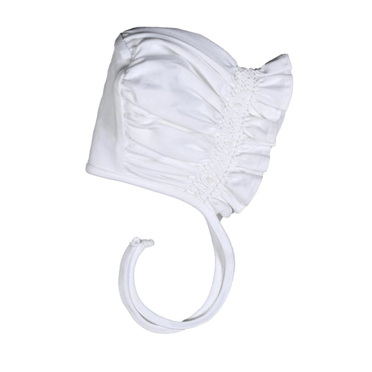 White Hand Smocked Bonnet