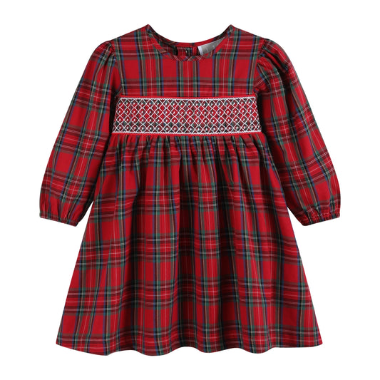 Classic Red & Green Gingham Christmas Smock Dress