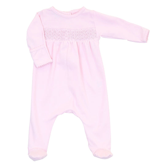 Essential Solid Pink Smocked Footie