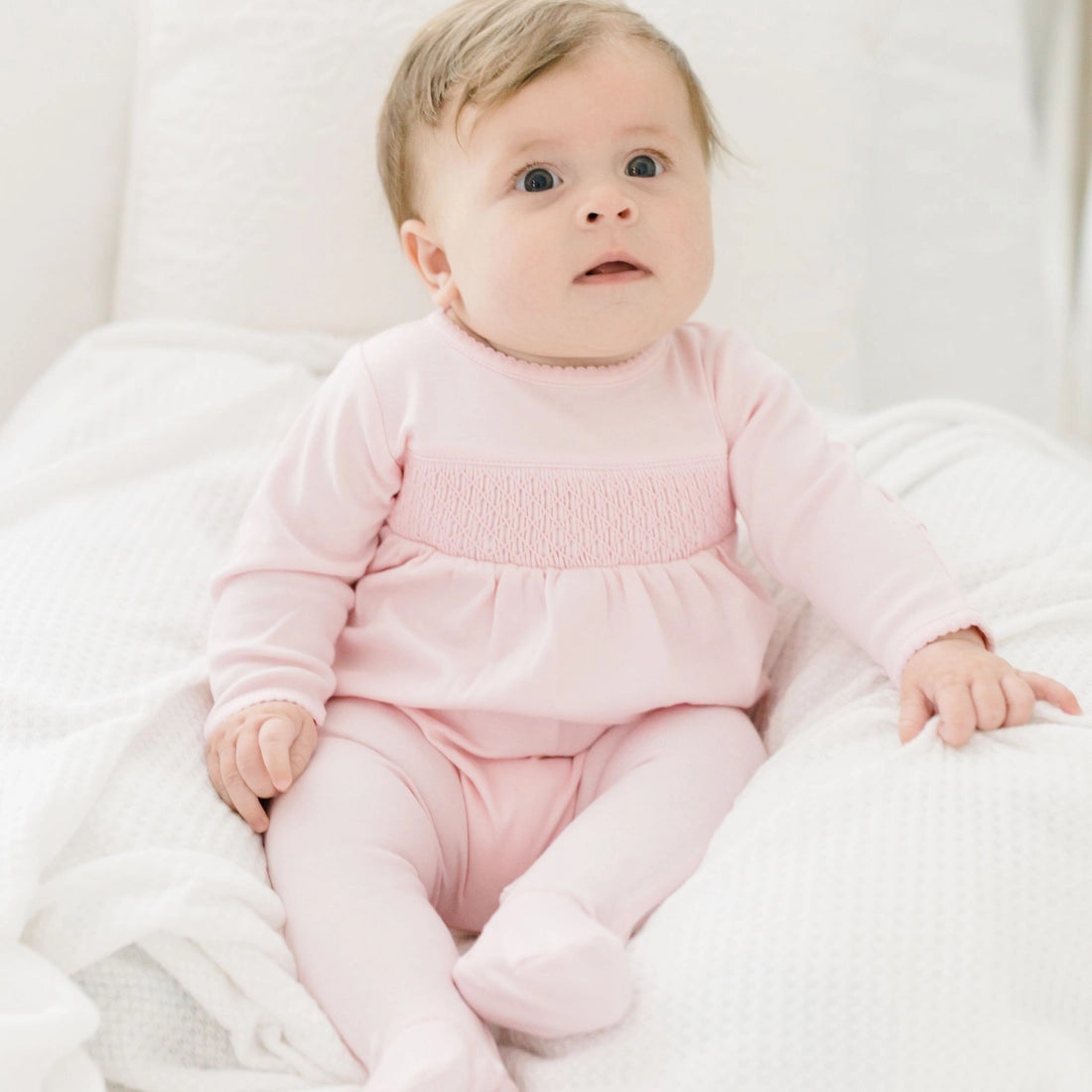 Essential Solid Pink Smocked Footie