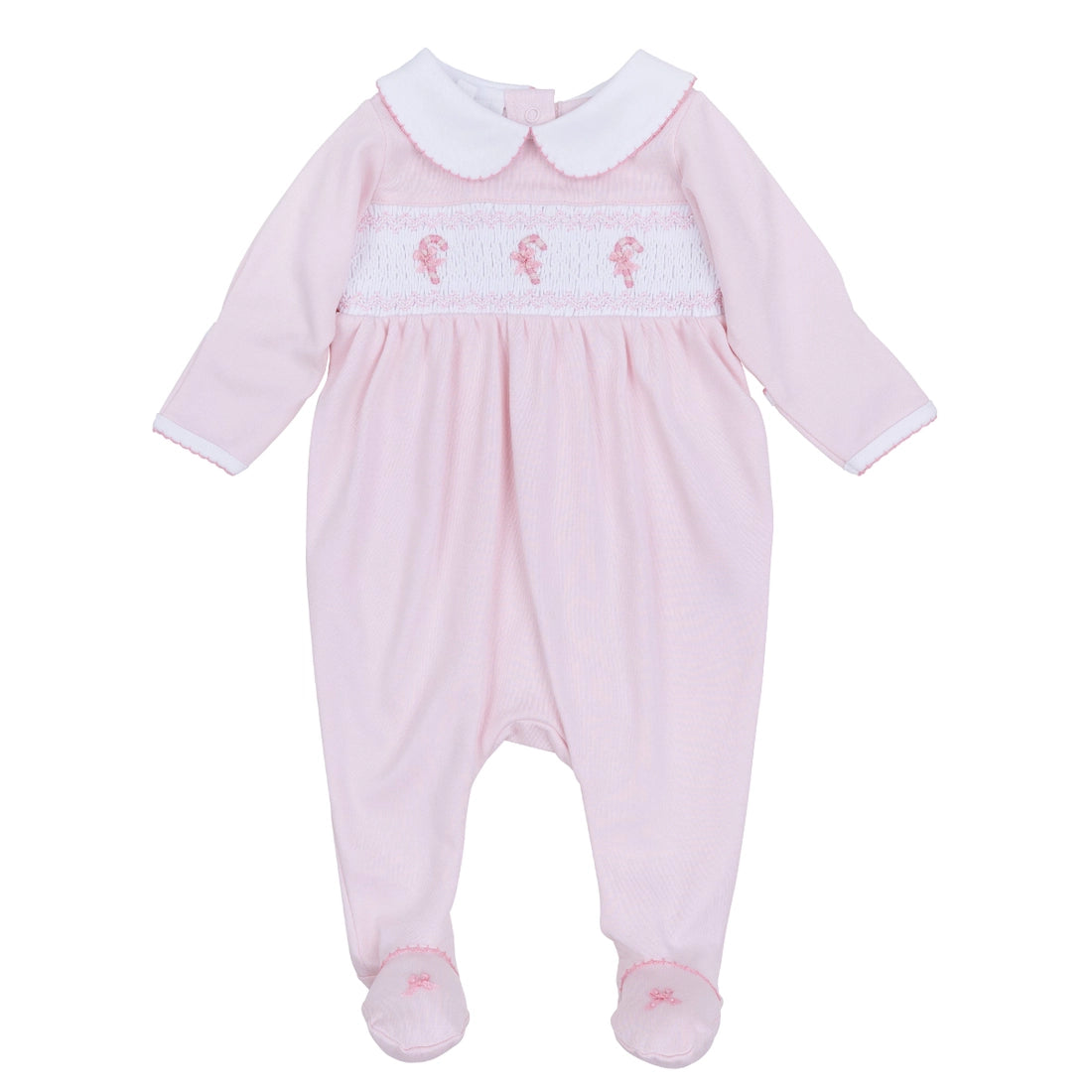 Sweet Peppermint Pink Smocked Footie